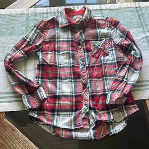 Girls, red blue and green flannel shirt